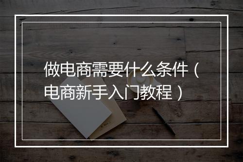 做电商需要什么条件（电商新手入门教程）