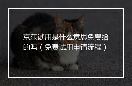 京东试用是什么意思免费给的吗（免费试用申请流程）