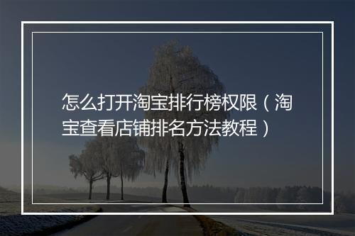 怎么打开淘宝排行榜权限（淘宝查看店铺排名方法教程）