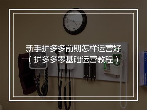 新手拼多多前期怎样运营好（拼多多零基础运营教程）