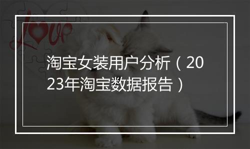 淘宝女装用户分析（2023年淘宝数据报告）