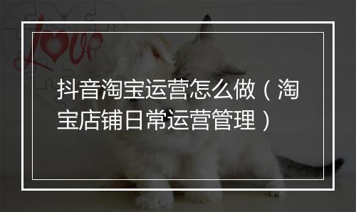 抖音淘宝运营怎么做（淘宝店铺日常运营管理）