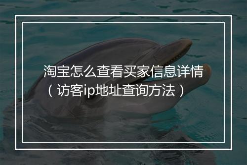 淘宝怎么查看买家信息详情（访客ip地址查询方法）