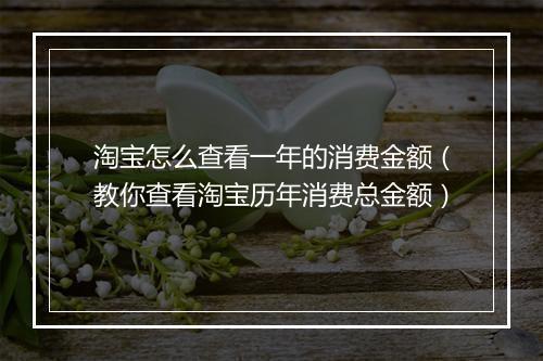 淘宝怎么查看一年的消费金额（教你查看淘宝历年消费总金额）