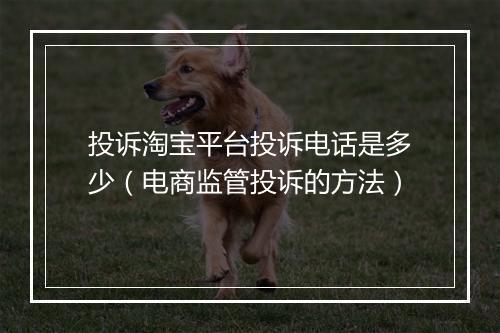 投诉淘宝平台投诉电话是多少（电商监管投诉的方法）