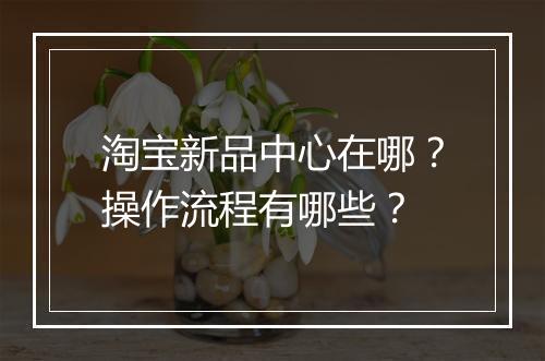淘宝新品中心在哪？操作流程有哪些？