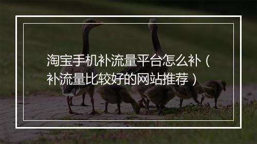 淘宝手机补流量平台怎么补（补流量比较好的网站推荐）