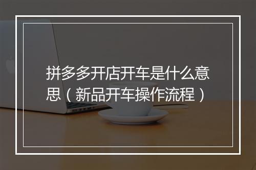 拼多多开店开车是什么意思（新品开车操作流程）