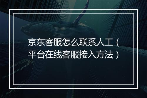 京东客服怎么联系人工（平台在线客服接入方法）