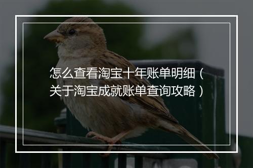 怎么查看淘宝十年账单明细（关于淘宝成就账单查询攻略）