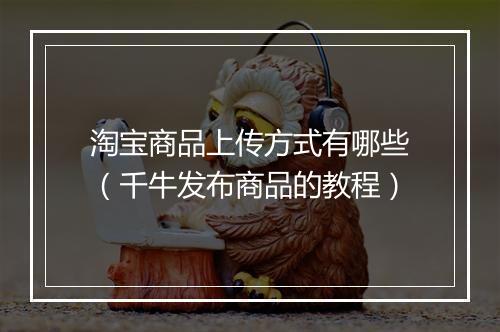 淘宝商品上传方式有哪些（千牛发布商品的教程）