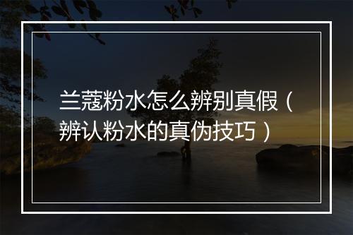 兰蔻粉水怎么辨别真假（辨认粉水的真伪技巧）