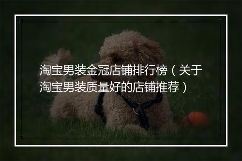 淘宝男装金冠店铺排行榜（关于淘宝男装质量好的店铺推荐）