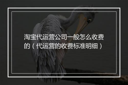 淘宝代运营公司一般怎么收费的（代运营的收费标准明细）