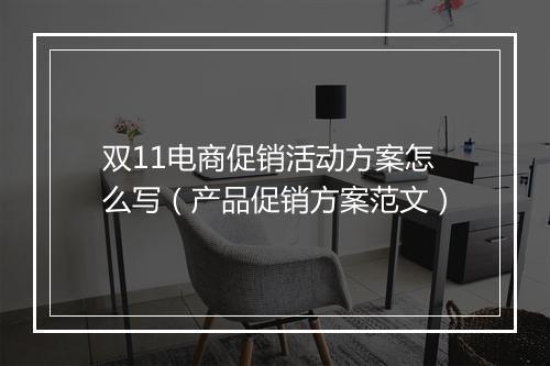 双11电商促销活动方案怎么写（产品促销方案范文）