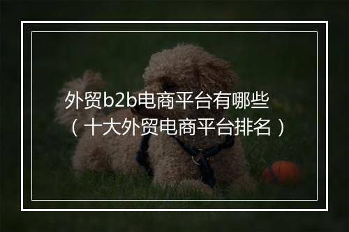 外贸b2b电商平台有哪些（十大外贸电商平台排名）