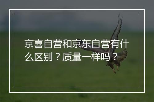 京喜自营和京东自营有什么区别？质量一样吗？