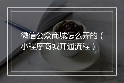 微信公众商城怎么弄的（小程序商城开通流程）