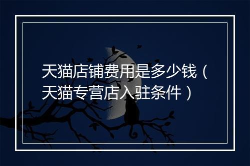 天猫店铺费用是多少钱（天猫专营店入驻条件）