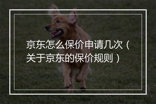 京东怎么保价申请几次（关于京东的保价规则）