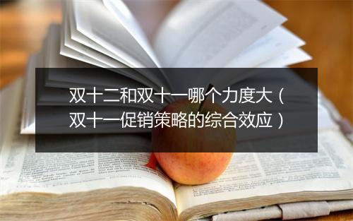 双十二和双十一哪个力度大（双十一促销策略的综合效应）