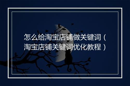 怎么给淘宝店铺做关键词（淘宝店铺关键词优化教程）