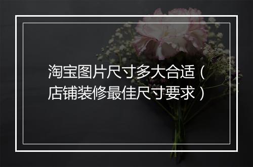 淘宝图片尺寸多大合适（店铺装修最佳尺寸要求）