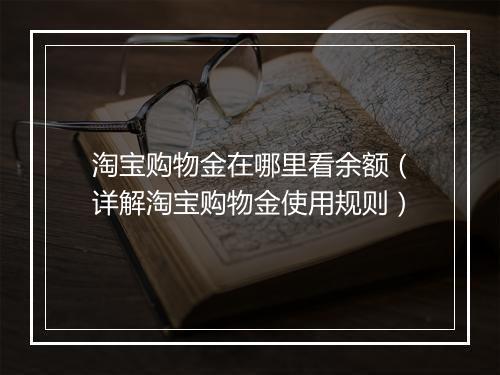 淘宝购物金在哪里看余额（详解淘宝购物金使用规则）