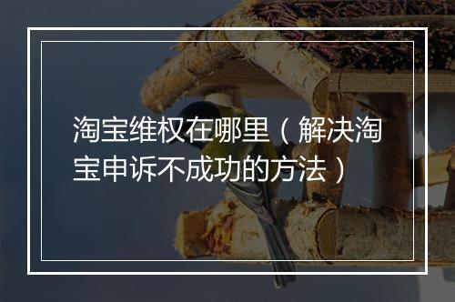 淘宝维权在哪里（解决淘宝申诉不成功的方法）