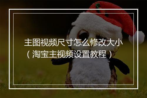 主图视频尺寸怎么修改大小（淘宝主视频设置教程）