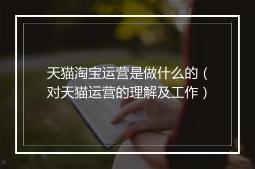 天猫淘宝运营是做什么的（对天猫运营的理解及工作）