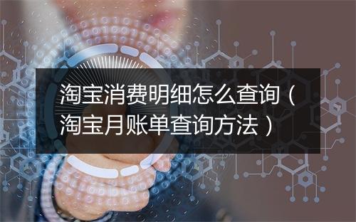 淘宝消费明细怎么查询（淘宝月账单查询方法）