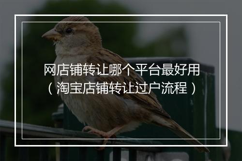 网店铺转让哪个平台最好用（淘宝店铺转让过户流程）