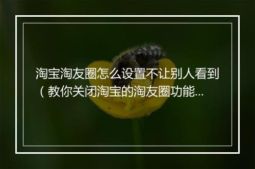 淘宝淘友圈怎么设置不让别人看到（教你关闭淘宝的淘友圈功能）