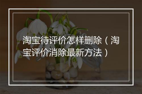 淘宝待评价怎样删除（淘宝评价消除最新方法）