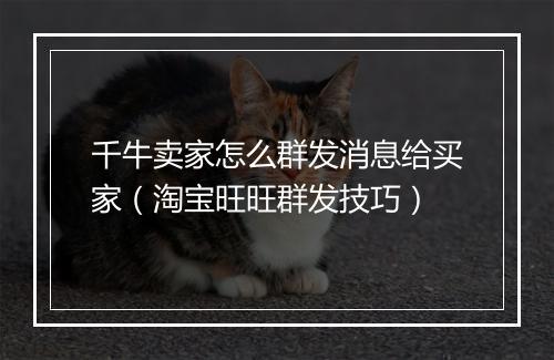 千牛卖家怎么群发消息给买家（淘宝旺旺群发技巧）
