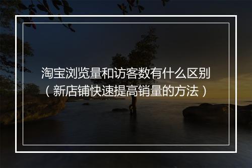 淘宝浏览量和访客数有什么区别（新店铺快速提高销量的方法）