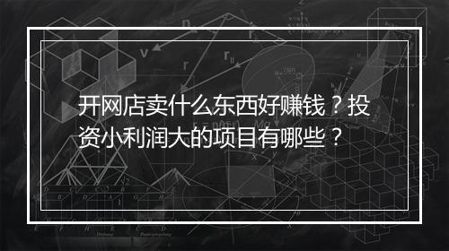 开网店卖什么东西好赚钱？投资小利润大的项目有哪些？