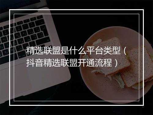 精选联盟是什么平台类型（抖音精选联盟开通流程）
