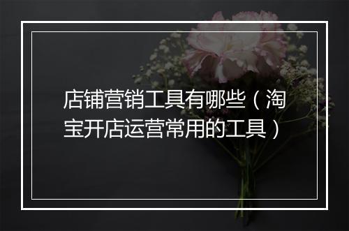 店铺营销工具有哪些（淘宝开店运营常用的工具）