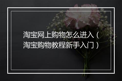 淘宝网上购物怎么进入（淘宝购物教程新手入门）