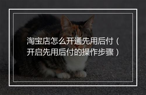 淘宝店怎么开通先用后付（开启先用后付的操作步骤）