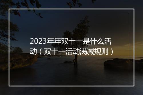 2023年年双十一是什么活动（双十一活动满减规则）