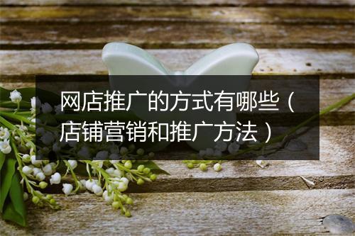 网店推广的方式有哪些（店铺营销和推广方法）