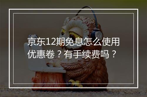 京东12期免息怎么使用优惠卷？有手续费吗？