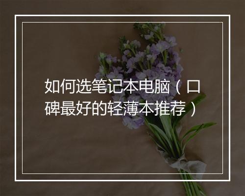 如何选笔记本电脑（口碑最好的轻薄本推荐）
