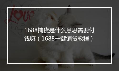 1688铺货是什么意思需要付钱嘛（1688一键铺货教程）