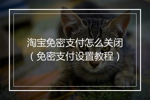 淘宝免密支付怎么关闭（免密支付设置教程）