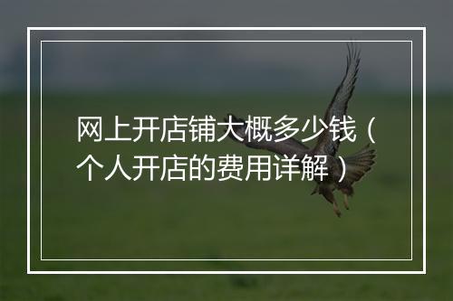 网上开店铺大概多少钱（个人开店的费用详解）