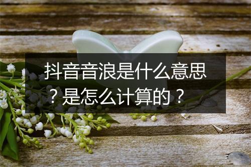 抖音音浪是什么意思？是怎么计算的？